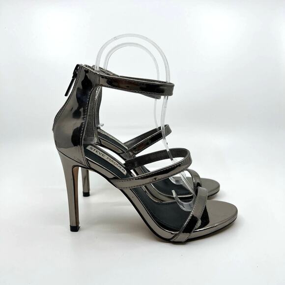 Steve Madden Silver Metallic Stiletto Heels Sandal Women's 6.5 US - Picture 3 of 9